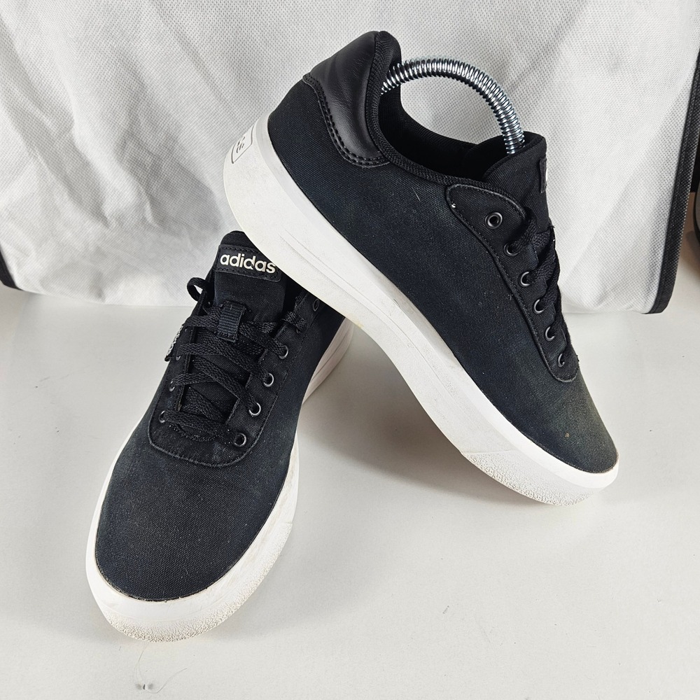 Adidas Court Platform CLN Low Black White Canvas Sneakers GW6909 Womens 8
